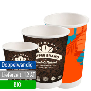 Doppelwandige Pappbecher Bio (12 Tage Lieferung)