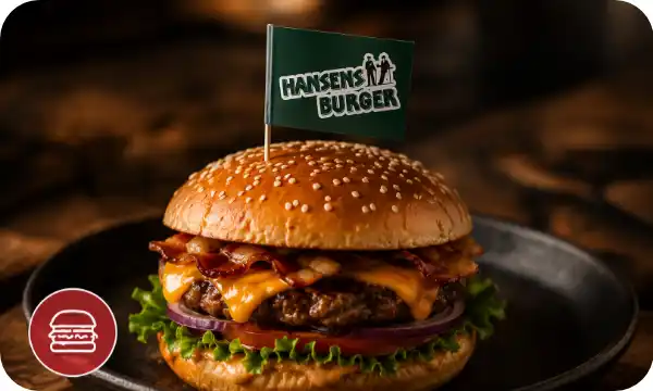 Lecker servierter Burger mit Burger Branding