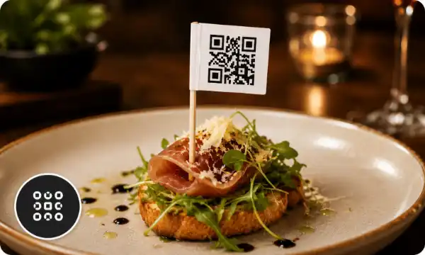 QR Code Fähnchen auf Essen