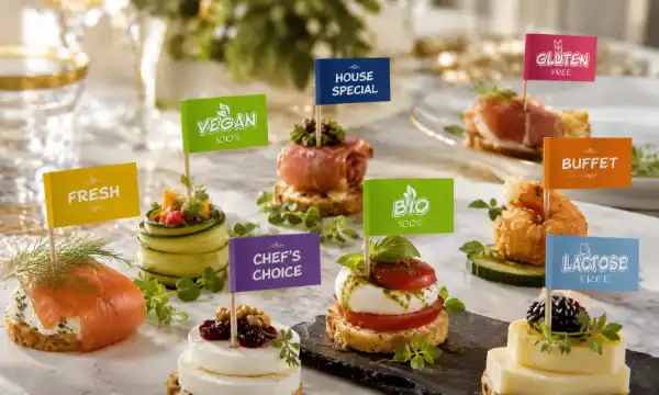 Foodpicker zur klaren Speisenkennzeichnung für Buffet und Catering