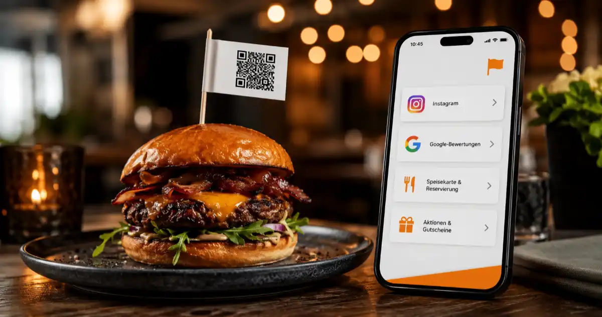 Social Flags mit flexiblem QR-Code für Gastronomie