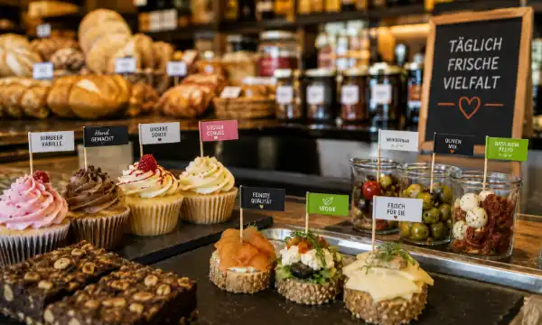 Minifähnchen auf Cupcakes Snacks und Feinkostprodukten