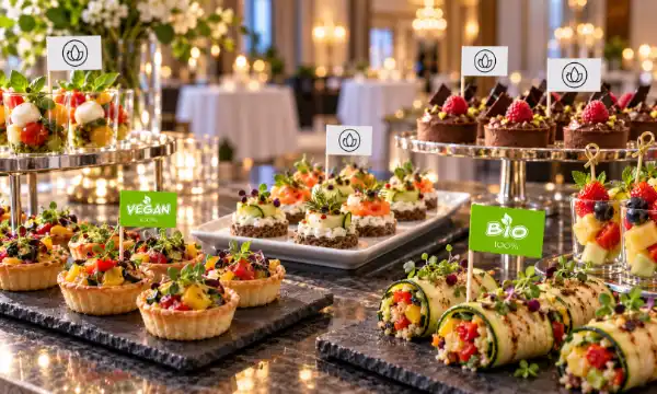 Foodpicker und Minifähnchen bei einem Hotel-Catering