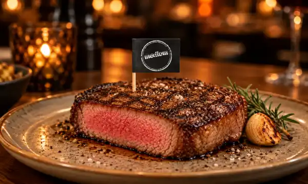 Steak mit Steakpicker Medium im Restaurant